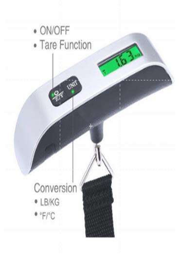 Portable digital luggage scale with room temperature display for travel 50kg