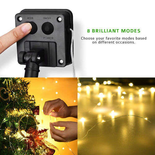 10m 100led Solar LED Light String Outdoor Waterproof Top Wire Holiday Christmas Decoration
