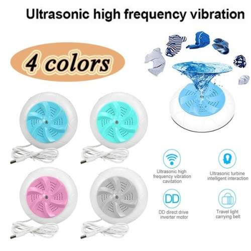 Ultrasonic Turbine Washing Machine 1 kg Laundry Quantity Mini Rotating Washer with USB Cable for Tra