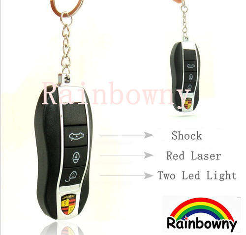 Laser dual flashlight belt car key personalized tricky toy shock toys