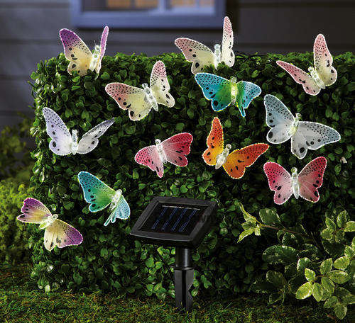 10LED Solar Fiber Optic Butterfly String Lights