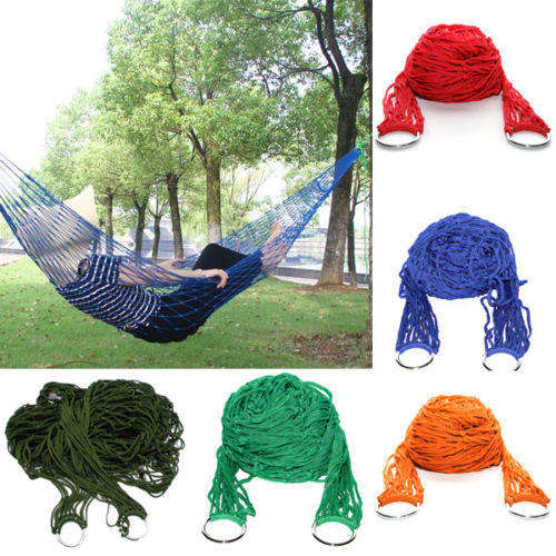 Portable Nylon Hammock Hanging Mesh Sleeping Bed Swing Outdoor Camping Travel