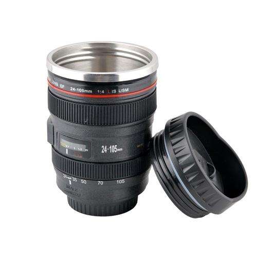EF 24-105mm F/4.0L Camera Lens thermos Cup Stainless Steel Coffee Mug, Black