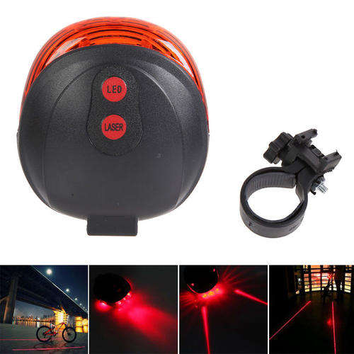 2 Laser +5 LED Flashing Lamp Rear Cycling Bicycle Bike Tail Safety Warning Light