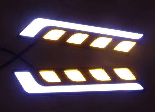 2 in 1 White Car LED Daytime Running Light Fog Driving Lamp DRL + Turn Signal