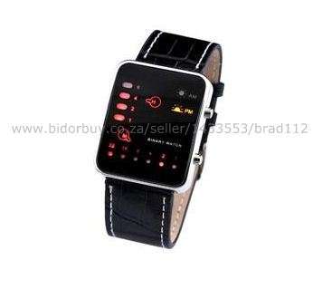 Black Binary Display LED Watch