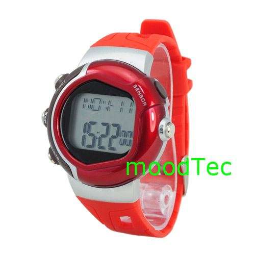 Red Pulse Heart Rate Monitor Calories Counter Fitness Watch