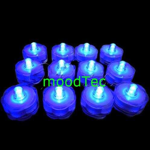 12 Pcs Waterproof Submersible LED Tea light Candles (Blue) (In Stock)
