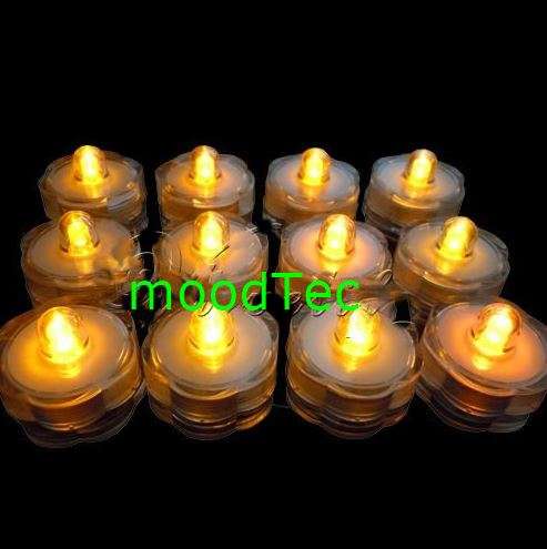 12 Pcs Waterproof Submersible LED Tea light Candles (Yellow) (In Stock)