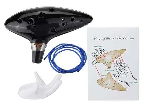 12-Hole Alto C Ocarina + Mini Hand Stand (In Stock)