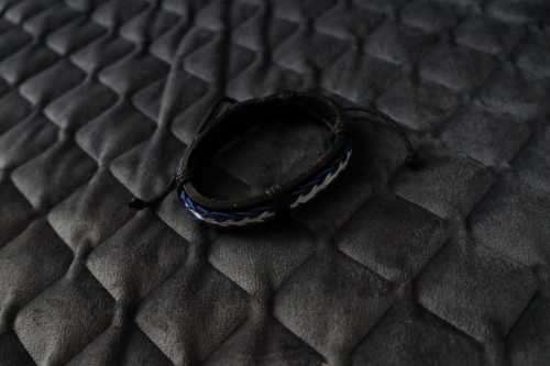 Leather Bracelet -Blue and White (In Stock)