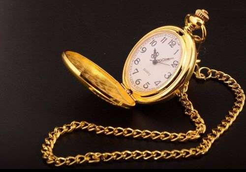 Smooth Gold Steel Pocket Watch (Local Shipping)