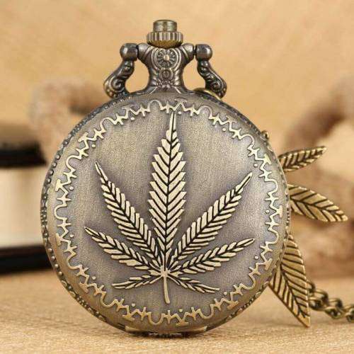 Stoner Weed Leaf Rebellious Pocket Watch