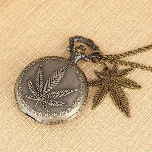Stoner Weed Leaf Rebellious Pocket Watch