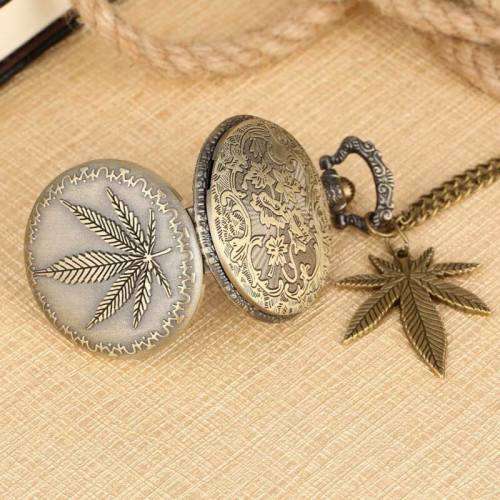 Stoner Weed Leaf Rebellious Pocket Watch