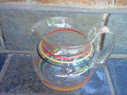 RETRO GLASS WATER JUG.