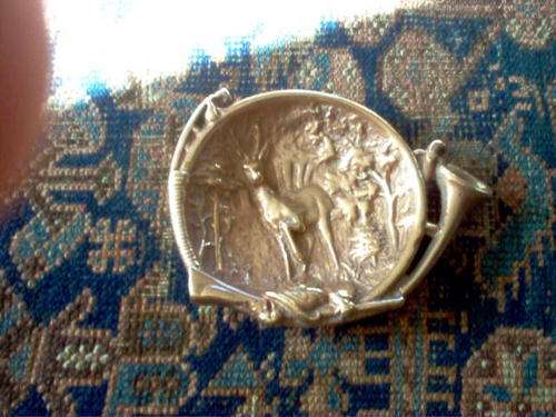 BRASS DISH WITH STAG CENTRAL MOTIVE