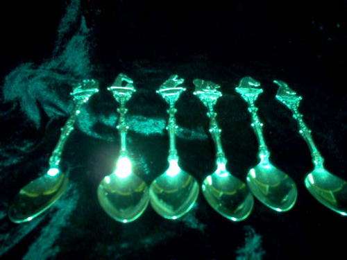 DUTCH NICKEL-SILVER SPOONS SET OF SIX (ANIMALS OF AFRICA )