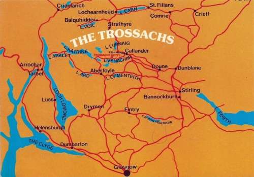 POSTCARD - Trossachs Hotel MAP CARD, Scotland
