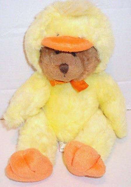 Russ Berrie and Co Bear -  Webster!  Brown Bear In Easter Duck Costume!