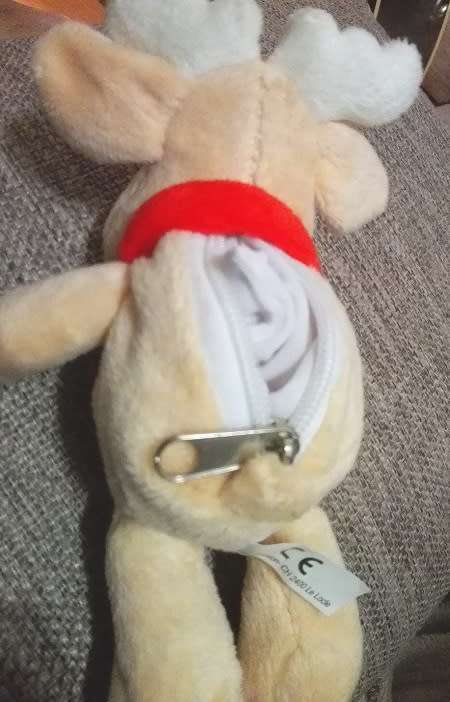 Baby Bibi Choc! Christmas Reindeer. Red scarf and red nose!