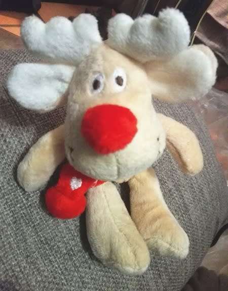 Baby Bibi Choc! Christmas Reindeer. Red scarf and red nose!