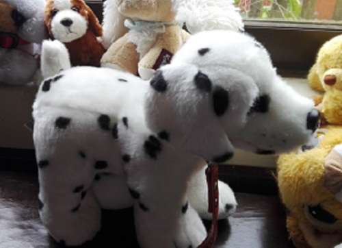 "Prince" Dalmation Standing Doggie. With Red Collar and Leash! Keel Plush Toy!