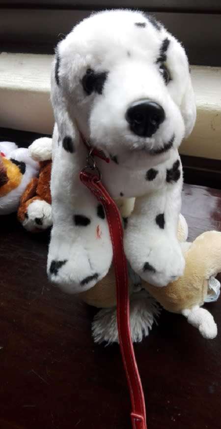 "Prince" Dalmation Standing Doggie. With Red Collar and Leash! Keel Plush Toy!