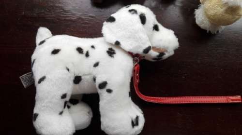 "Prince" Dalmation Standing Doggie. With Red Collar and Leash! Keel Plush Toy!