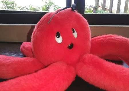 Red the cuddly Octopus!  A large Heunec, plush soft toy!  30cm.