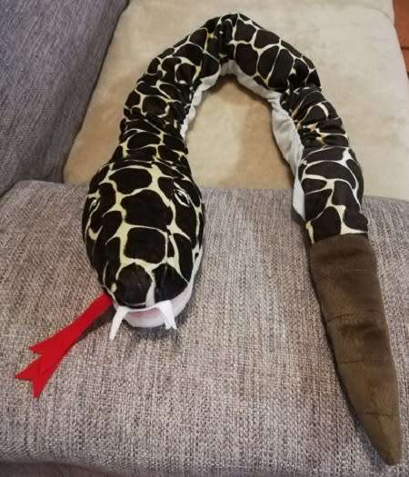 Slippy the Rattle Snake Hand Puppet.  Beautiful, plush soft toy with rattle tail!  145cm.