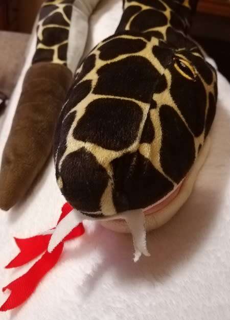 Slippy the Rattle Snake Hand Puppet.  Beautiful, plush soft toy with rattle tail!  145cm.