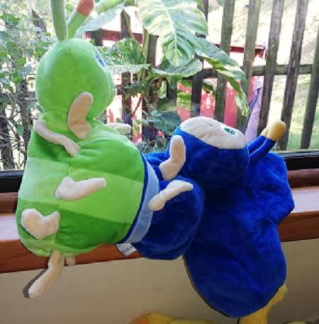 Reversable Caterpillar. 2 in 1 Green and Blue Soft Toy!
