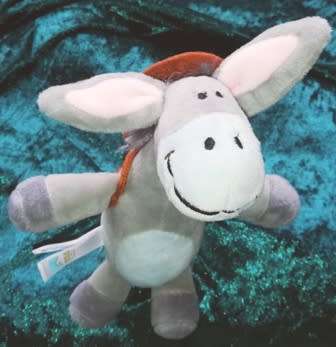 Schmuggli the Wandering Donkey with a back pack. Soft toy from Titlis! 20cm.