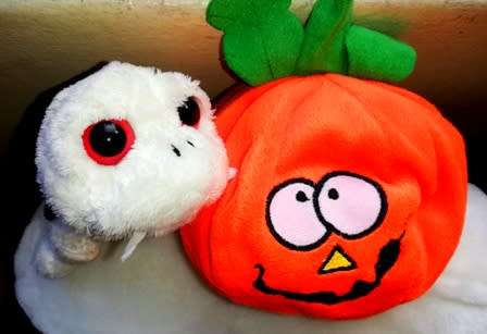 Happy Halloween! "Big Head" Turtle with Fangs and "Scary" looking Pumpkin!