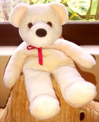 Russ Berrie little "Tidbit" Beanbag Bear. 20cm. Special price!
