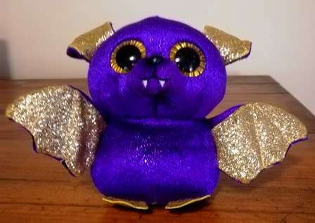 RARE TY Beanie Boo Halloween "Count" the Purple Bat! Glitter eyes! 17cm.