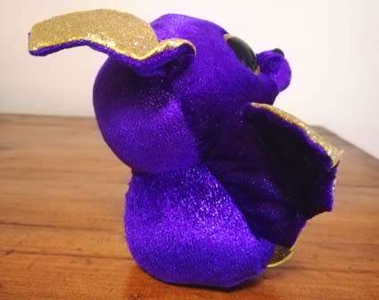 RARE TY Beanie Boo Halloween "Count" the Purple Bat! Glitter eyes! 17cm.