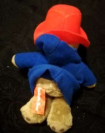 Small Paddington Bear with Blue Coat and Red Hat. 18cm.