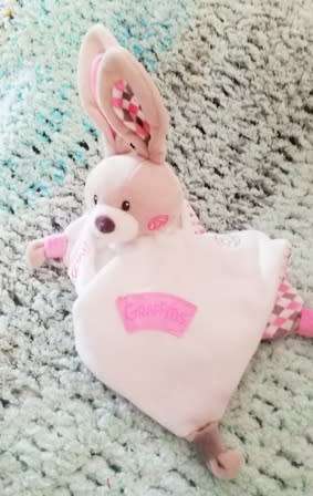 Baby`s Bunny Plush Baby Graffitis Comfort/Toy Blanket. 25cm.