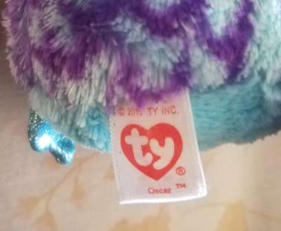 TY. Oscar the Beanie Boo Barn Owl. Blue Glitter Eyes! 2015.
