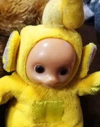 RARE Laa-Laa Teletubby Baby Rattle! 18cm. Great Price!