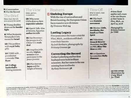 Time Magazine.  April 22, 2019.  The Unraveling of Europe!