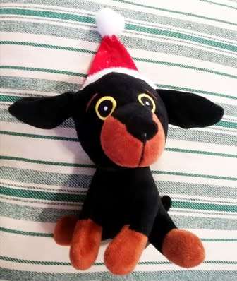 Santa`s little Helper! Christmas Puppy, a soft toy with a glittery Xmas hat! 17cm.