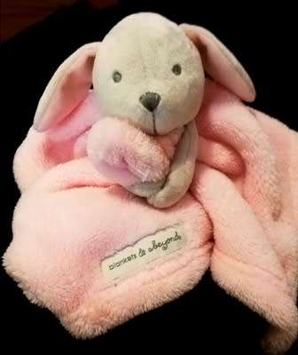 Baby`s Pink Bunny Plush Baby Comfort/Toy `Blankets and Beyond`. 40cm.