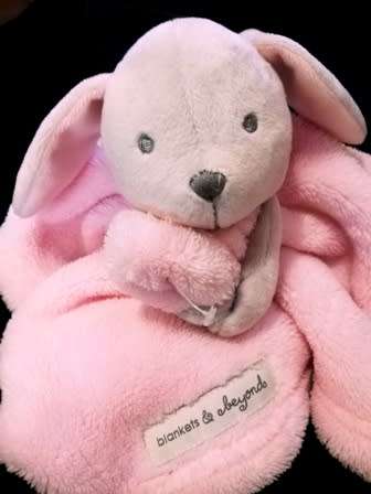 Baby`s Pink Bunny Plush Baby Comfort/Toy `Blankets and Beyond`. 40cm.