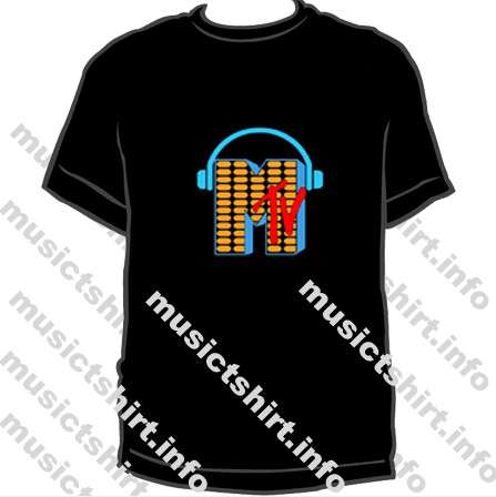 Sound Activated  Light Up  Fashion EL  Music  T -Shirt