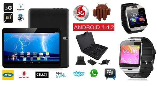 10 inch Tablet,Sim Card, Dual Core, Android 4.4, Keyboard case + 16gig Memory card + Smart Watch