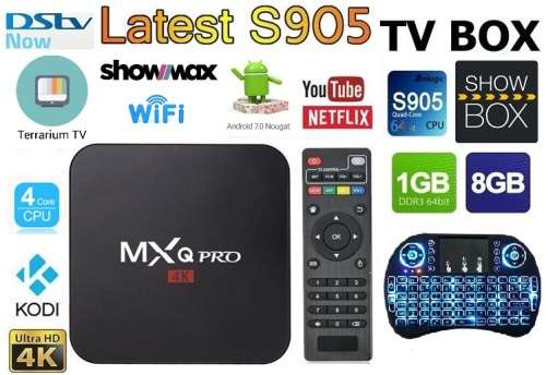 DSTV NOW, MXQ Pro, MXQ, Android 7.1,  Smart TV BOX Kodi 18 with Backlit keyboard remote, Showmax