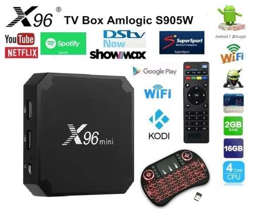 X96 mini, Android TV box, 2gig RAM and 16GIG HDD with Backlit Keyboard REMOTE,  DSTV NOW & SHOWMAX